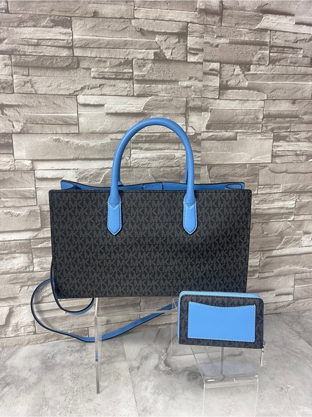 Michael Kors Scarlett Medium Satchel & Matching Wallet South Pacific Blue - Picture 2 of 12